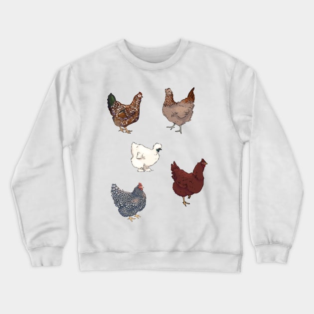 Flock of Chickens Crewneck Sweatshirt by E. Leary Art